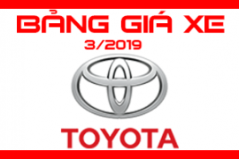 Bảng giá xe Toyota Mới nhất tháng 3/2019