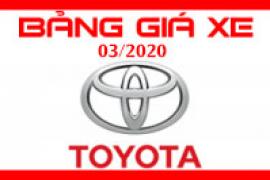 BẢNG GIÁ XE TOYOTA CẬP NHẬT MỚI NHẤT 2020 TẠI TOYOTA TIỀN GIANG