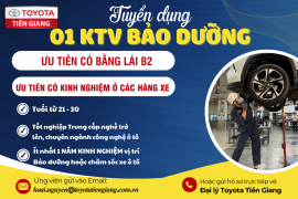 TOYOTA TIỀN GIANG TUYỂN DỤNG KỸ THUẬT VIÊN BẢO DƯỠNG