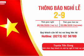 TOYOTA TIỀN GIANG THÔNG BÁO NGHỈ LỄ QUỐC KHÁNH 2/9