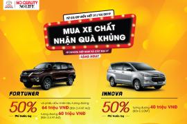 Chương trình ưu đãi dành cho khách hàng thanh toán đầy đủ khi mua xe Fortuner phiên bản 2.4 máy dầu một cầu số tự động (2.4 AT 4x2) và phiên bản 2.4 máy dầu một cầu số sàn (2.4 MT 4x2), Innova phiên bản số sàn (E 2.0 MT) từ ngày 03/09/2019 đến 31/10/