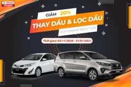 [INNOVA & VIOS] CHƯƠNG TRÌNH GIẢM 20% GIÁ THAY DẦU VÀ LỌC DẦU