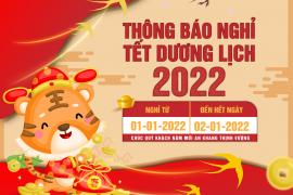 THÔNG BÁO NGHỈ TẾT DƯƠNG LỊCH NĂM 2022 TẠI TOYOTA TIỀN GIANG